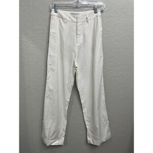 All Things Golden White Linen Blend High Rise Straight Leg Trousers Pants XS